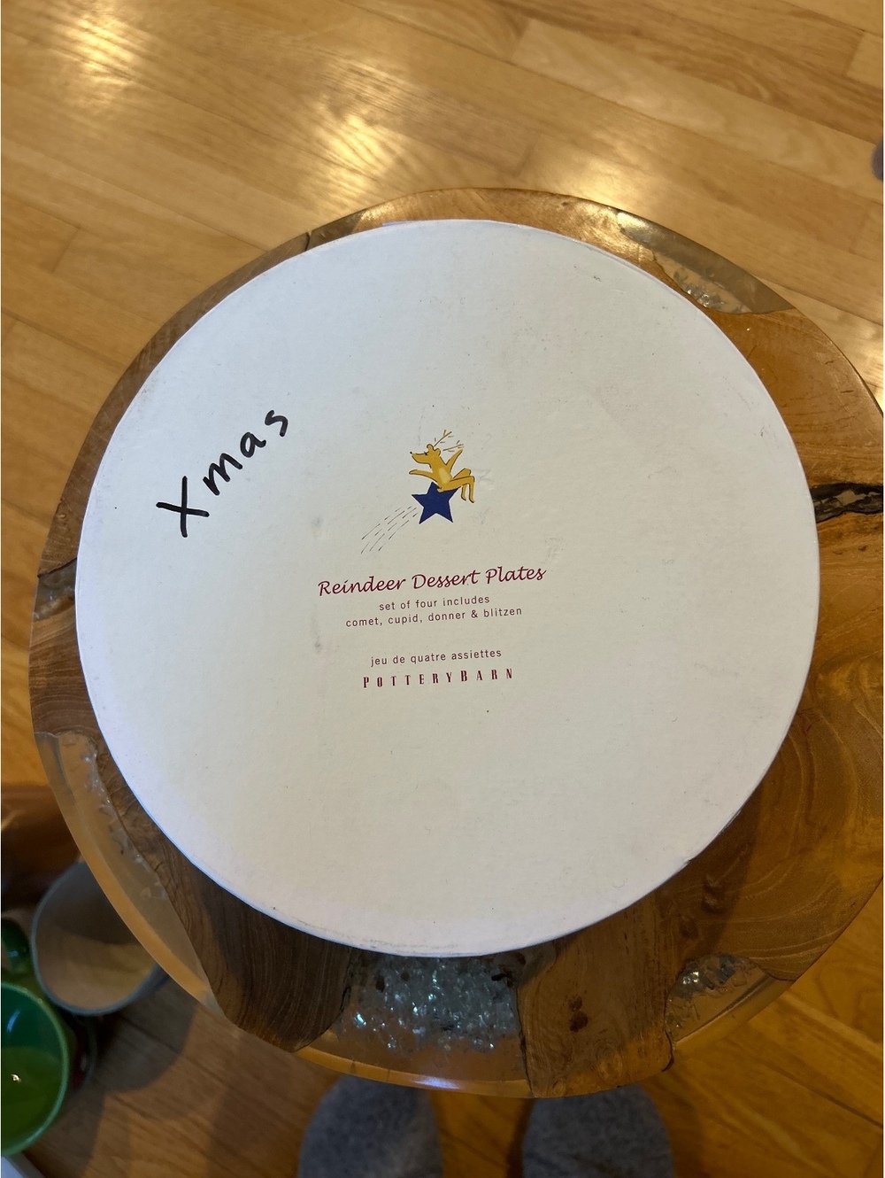 Pottery Barn Reindeer Dessert Plates Set of 4 Christmas Holiday Plates